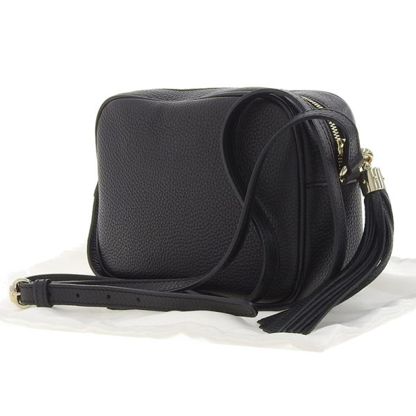 gu0482 2 Gucci Soho Shoulder Bag Crossbody Shoulder Disco Bag Tassel Leather Black