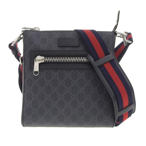 gu0483 1 Gucci Supreme Messenger Bag Shoulder Bag Leather Black Gray