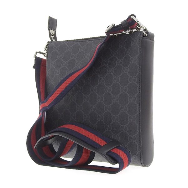 gu0483 2 Gucci Supreme Messenger Bag Shoulder Bag Leather Black Gray