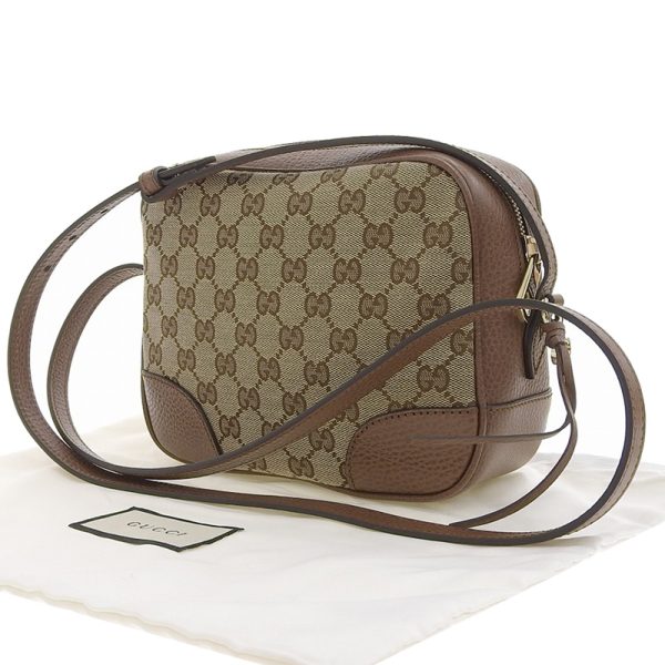 gu0485 2 Gucci Canvas Shoulder Bag Crossbody Shoulder Leather Beige Brown