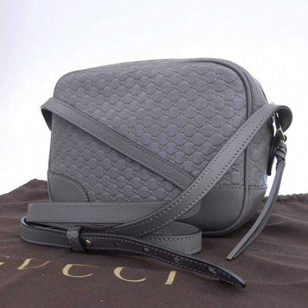 gu0494 2 Gucci Micro Guccisima Shoulder Bag Crossbody Shoulder Leather Gray