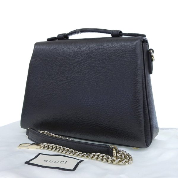 gu0495 2 Gucci Interlocking Bag Handbag Shoulder Bag Leather Black