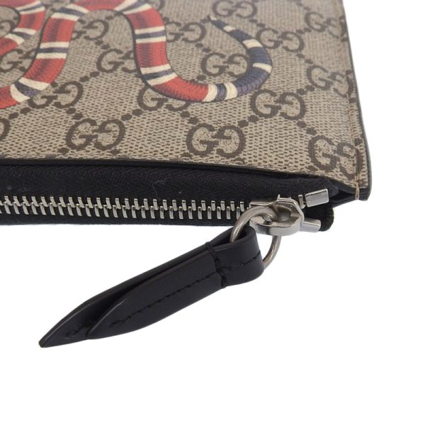 gu0506 4 Gucci Supreme L shaped Zipper Long Wallet Snake Beige