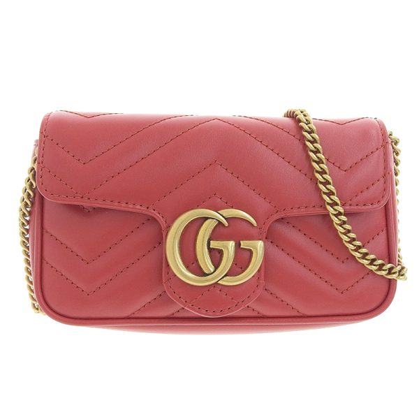 gu0514 1 Gucci Marmont Shoulder Bag Super Mini Bag Quilted Leather Red