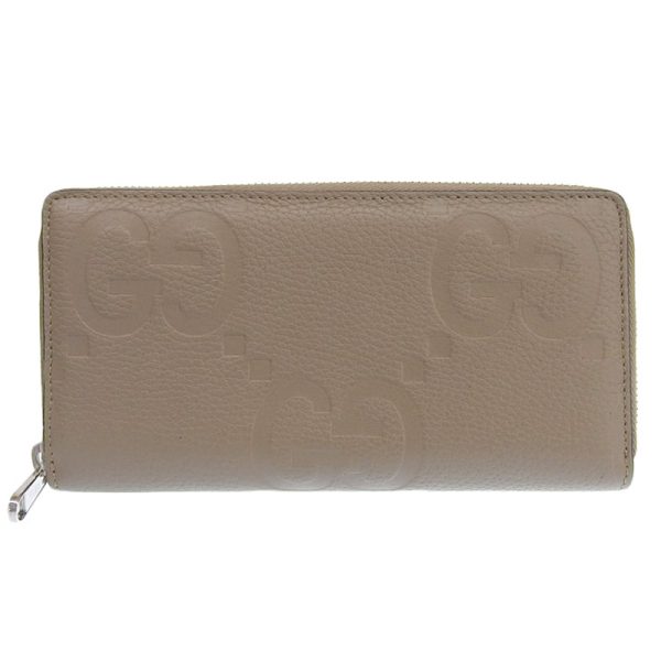 gu0523 1 Gucci Jumbo Long Wallet Zip Around Wallet Leather Taupe