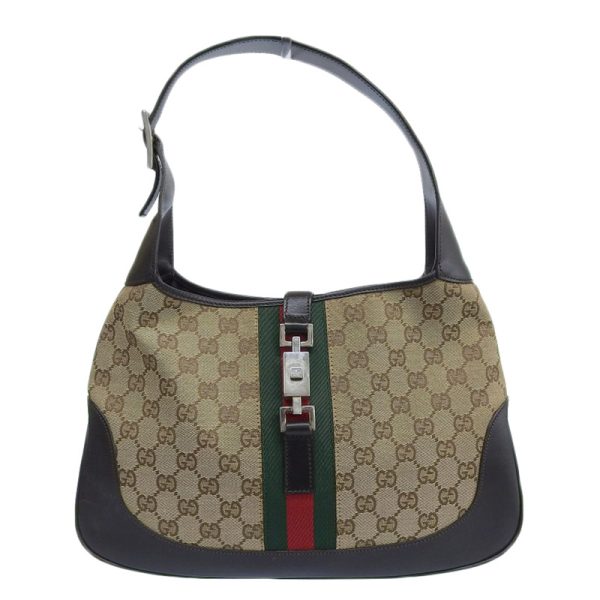 gu0530 1 Gucci Jackie Shoulder Bag One Shoulder Canvas Leather Beige Brown