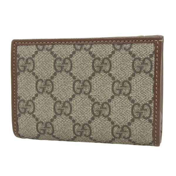 gu0539 2 Gucci Supreme Horsebit Bifold Wallet Compact Wallet Beige Brown