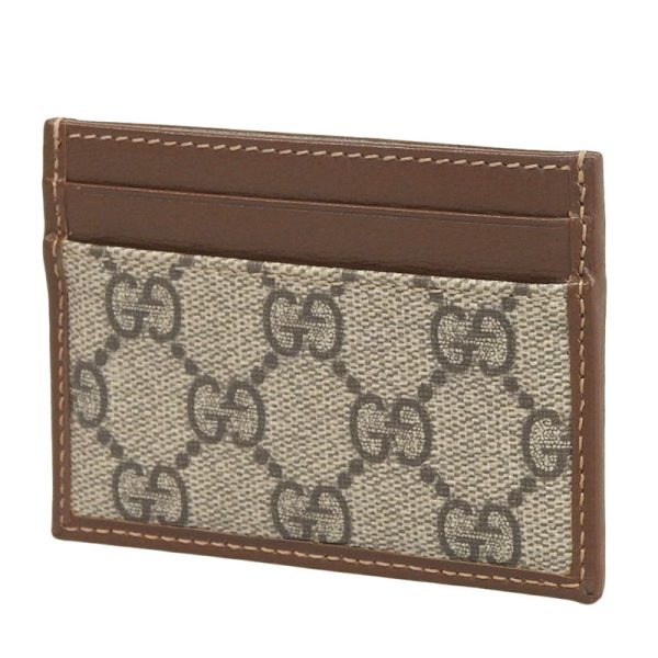 gu0540 2 Gucci Interlocking Card Case Business Card Holder Supreme Leather Beige Ebony