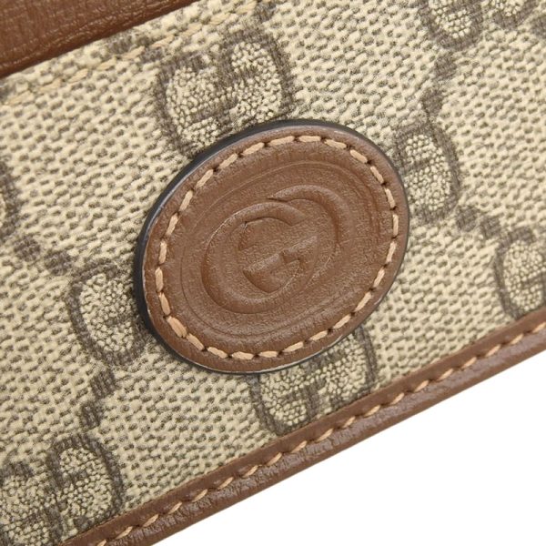 gu0540 5 Gucci Interlocking Card Case Business Card Holder Supreme Leather Beige Ebony