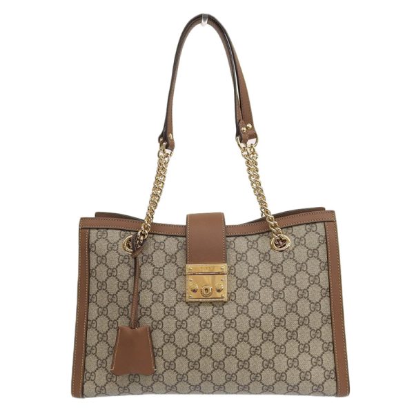 gu0555 1 Gucci Supreme Medium Shoulder Bag Leather Beige Brown