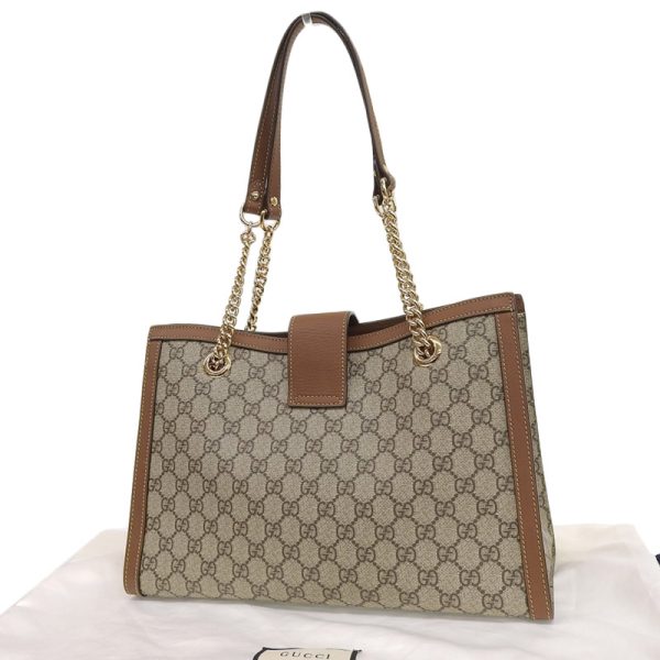 gu0555 2 Gucci Supreme Medium Shoulder Bag Leather Beige Brown