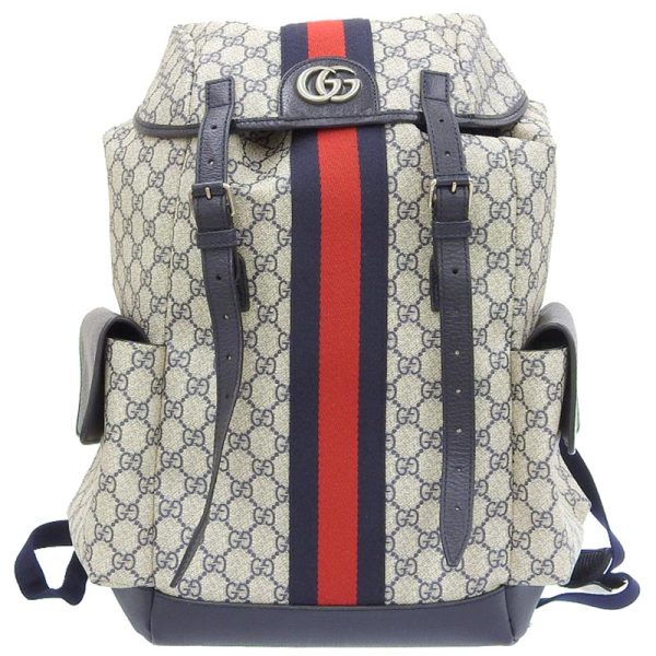 gu0564 1 Gucci Ophidia Medium Supreme Backpack Leather Beige Blue