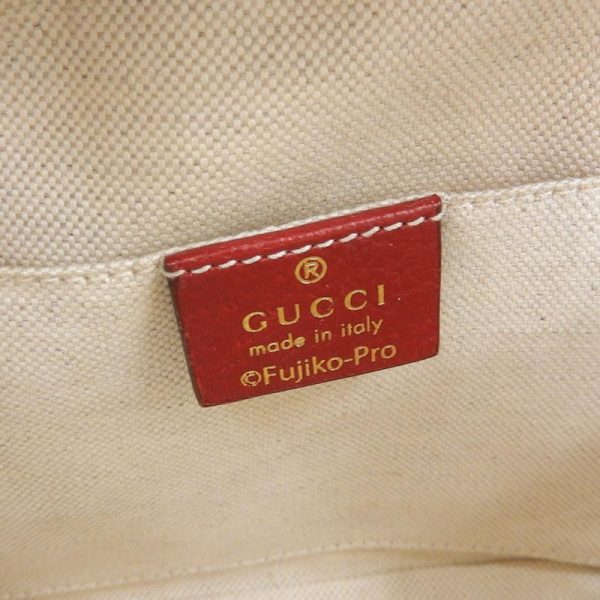 gu0576 7 Gucci Mini Supreme Shoulder Bag Doraemon Leather Beige Red