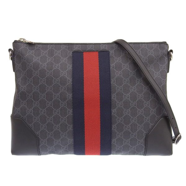 gu0579 1 Gucci Shoulder Messenger Bag Canvas Leather Black