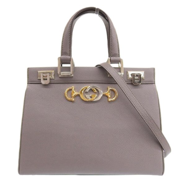 gu0580 1 Gucci Zumi Small Tote Shoulder Bag Leather Gray