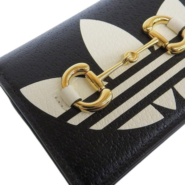 gu0586 4 Gucci Adidas Collaboration Shoulder Wallet Leather Black