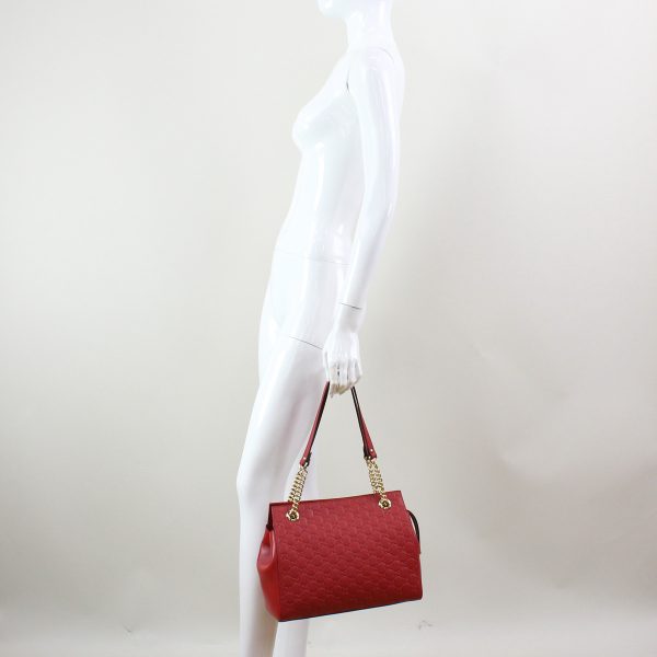 guc45377302 a Gucci Guccisima Leather Red Tote Bag