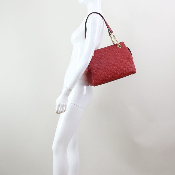 guc45377302 b Gucci Guccisima Leather Red Tote Bag