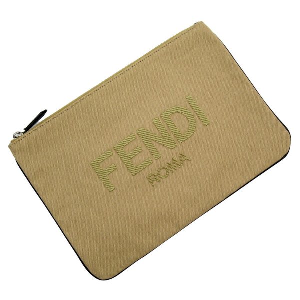 h28584f 1 Fendi Canvas Clutch Bag Beige Black