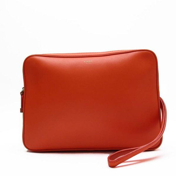 h28904f 1 Celine Leather Clutch Bag Orange