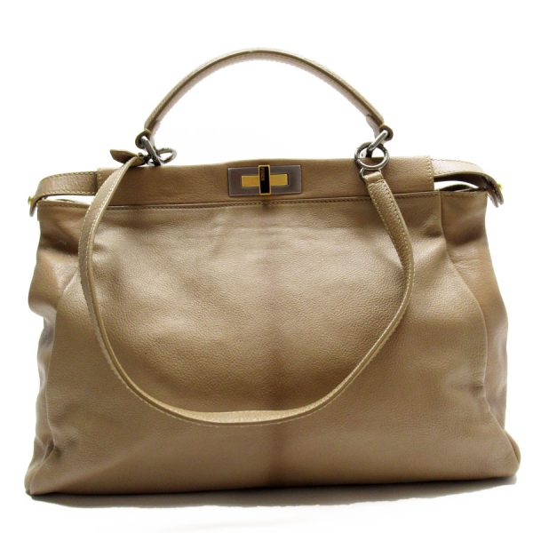 h28967a Fendi Leather Handbag Brown