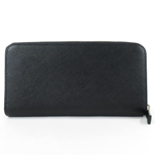 h29190f 1 Prada Leather Round Zipper Long Wallet Black