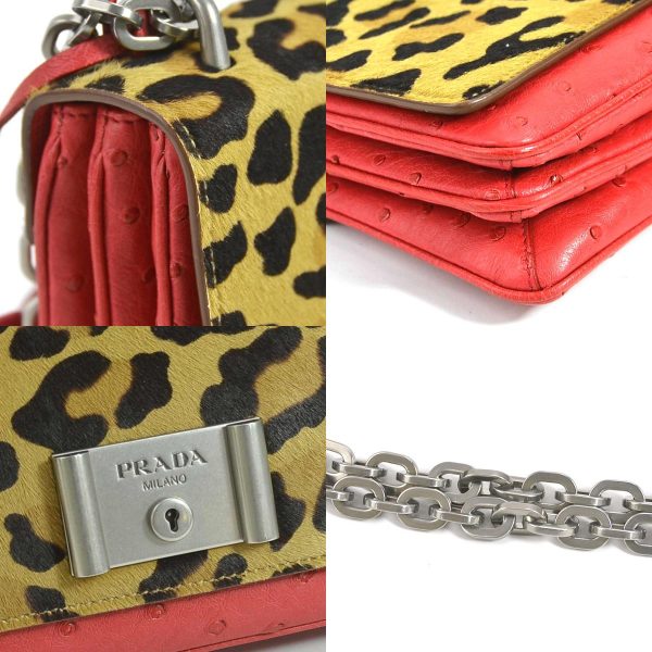 h29305a 5 c Prada Leather Crossbody Shoulder Bag Leopard Red