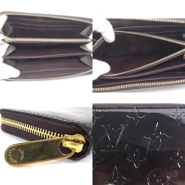 h29573f 6 c Louis Vuitton Monogram Vernis Zippy Wallet Round Zipper Long Wallet Amarant