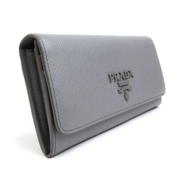 h29638g 1 Prada Leather Bifold Long Wallet Gray