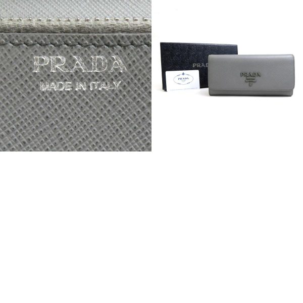 h29638g 10 c Prada Leather Bifold Long Wallet Gray