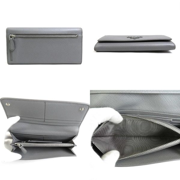 h29638g 2 c Prada Leather Bifold Long Wallet Gray