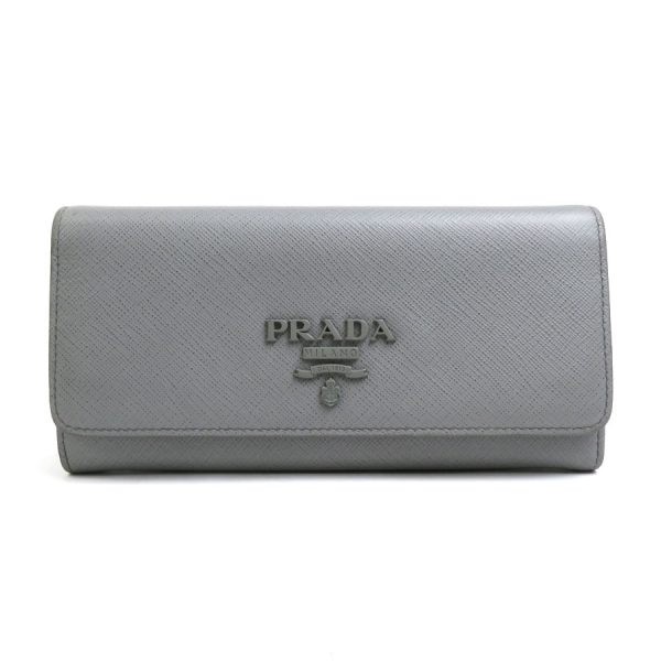 h29638g Prada Leather Bifold Long Wallet Gray