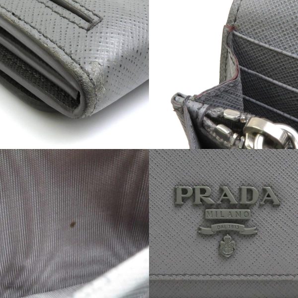 h29638g 6 c Prada Leather Bifold Long Wallet Gray