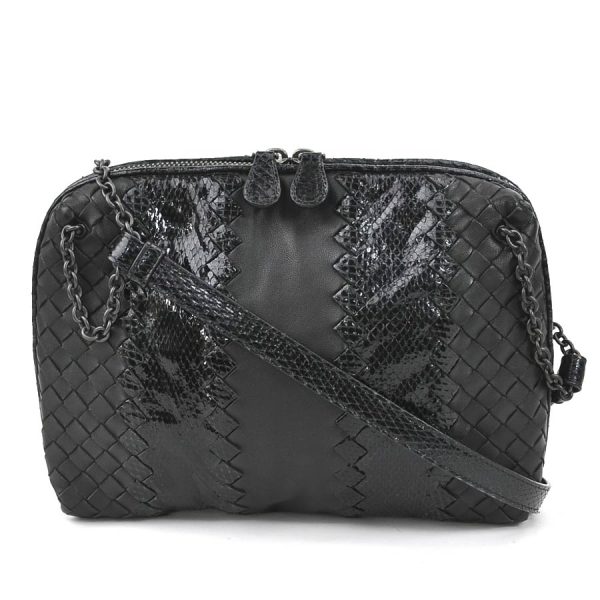 h29778a Bottega Veneta Leather Crossbody Shoulder Bag Black