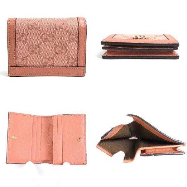 h29791f 2 c GUCCI Bi Fold Wallet GG Canvas Leather Pink Ladies