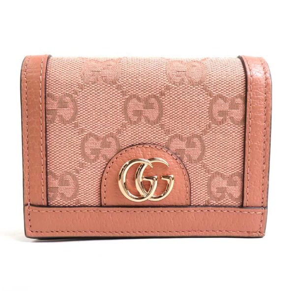 h29791f GUCCI Bi Fold Wallet GG Canvas Leather Pink Ladies