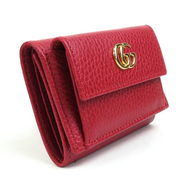 h29846f 1 Gucci GG Marmont Leather Trifold Wallet Red