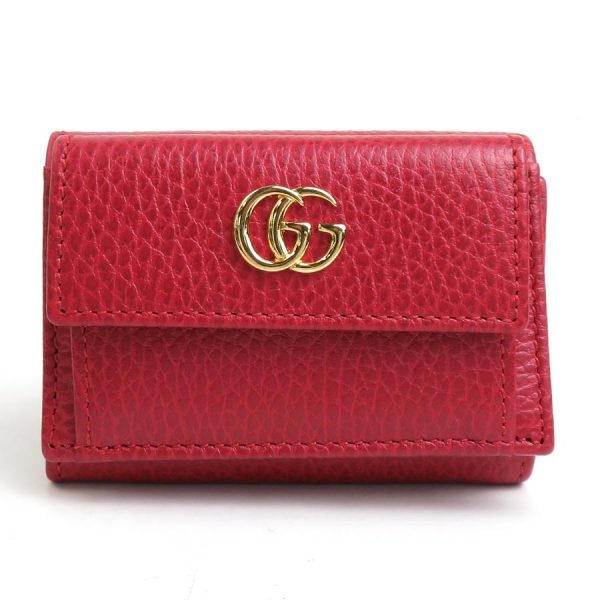 h29846f Gucci GG Marmont Leather Trifold Wallet Red