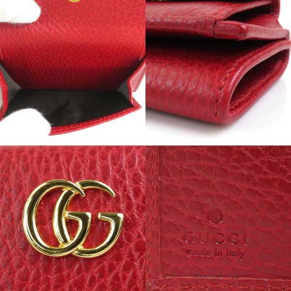 h29846f 6 c Gucci GG Marmont Leather Trifold Wallet Red