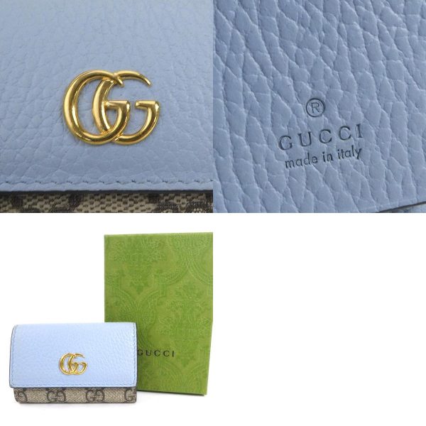 h29851f 10 c Gucci GG Marmont GG Supreme Canvas Key Case Blue