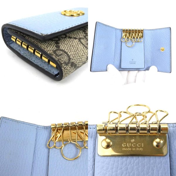 h29851f 6 c Gucci GG Marmont GG Supreme Canvas Key Case Blue