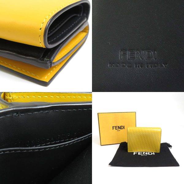 h29871f 7 c Fendi Leather Trifold Wallet Yellow