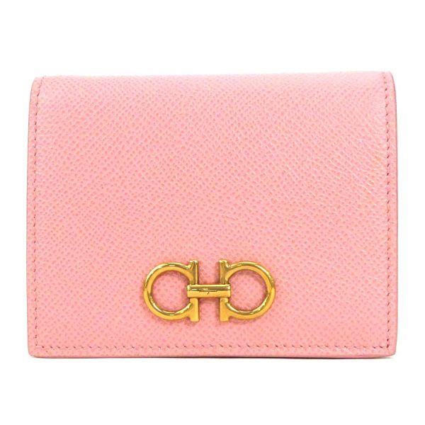 h29907f Salvatore Ferragamo Bifold Wallet Gancini Leather Pink