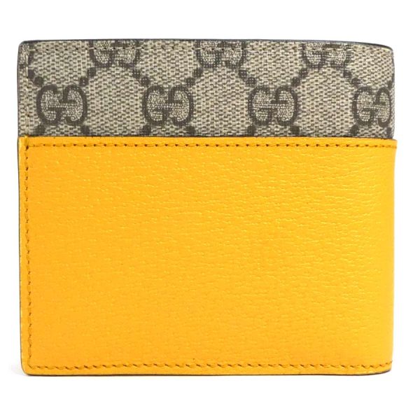 h30048f 2 Gucci Interlocking G Leather GG Supreme Canvas Bifold Wallet Yellow