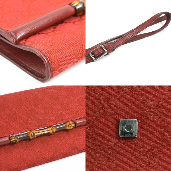 h30134a 6 c Gucci Bamboo GG Canvas Crossbody Shoulder Bag Red