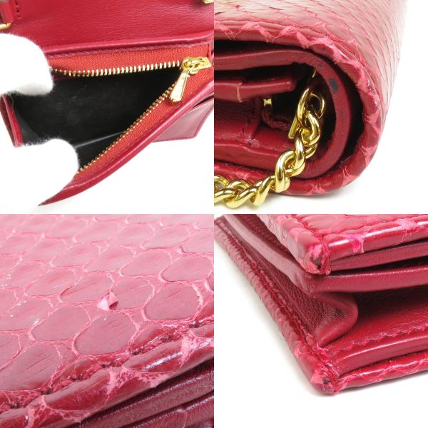 h30142 3 c Gucci Zumi Python Bifold Wallet Red