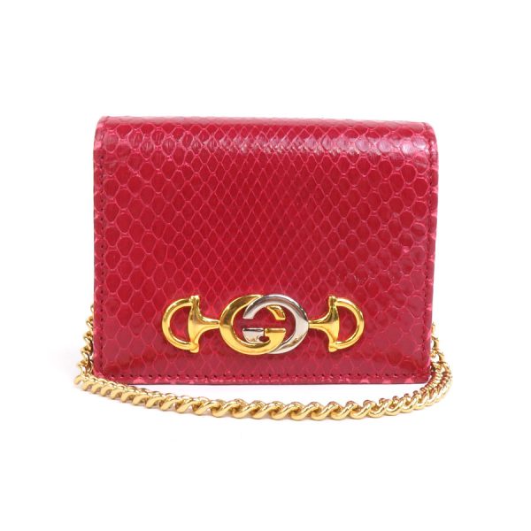 h30142 Gucci Zumi Python Bifold Wallet Red