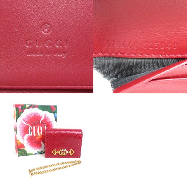 h30142 7 c Gucci Zumi Python Bifold Wallet Red