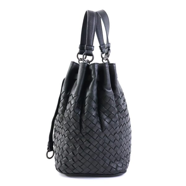 h30204g 1 Bottega Veneta Shoulder Bag Intrecciato Leather Black