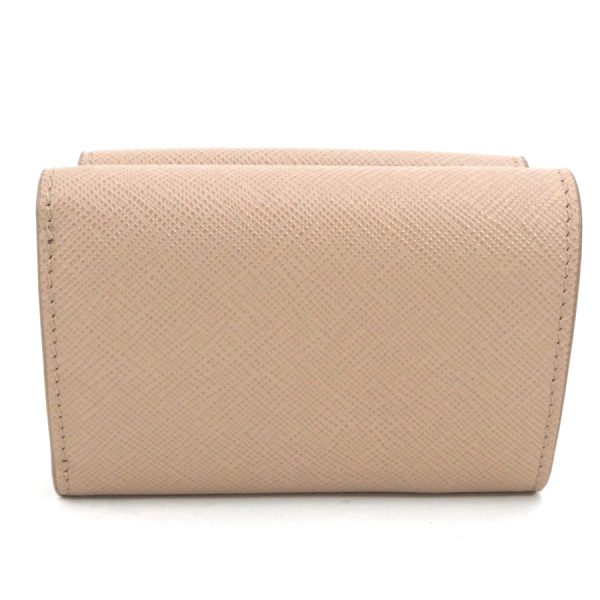 h30245f 1 Prada Leather Tri Fold Wallet Beige